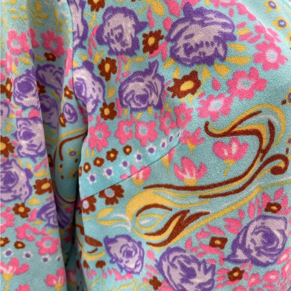 Vintage 1970s Vibrant Groovy Floral Print Quilted… - image 7